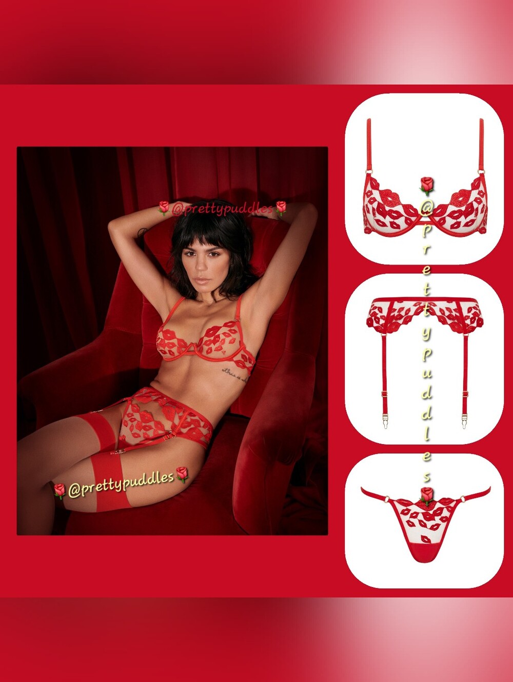 💋 3pc Bluebella Marina Tomato Red/Sheer Set 💋